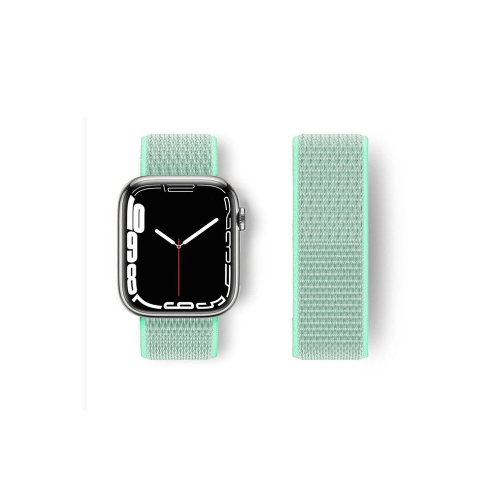 Apple Watch 42mm Hasırlı Cırtcırtlı Kordon - Turkuaz