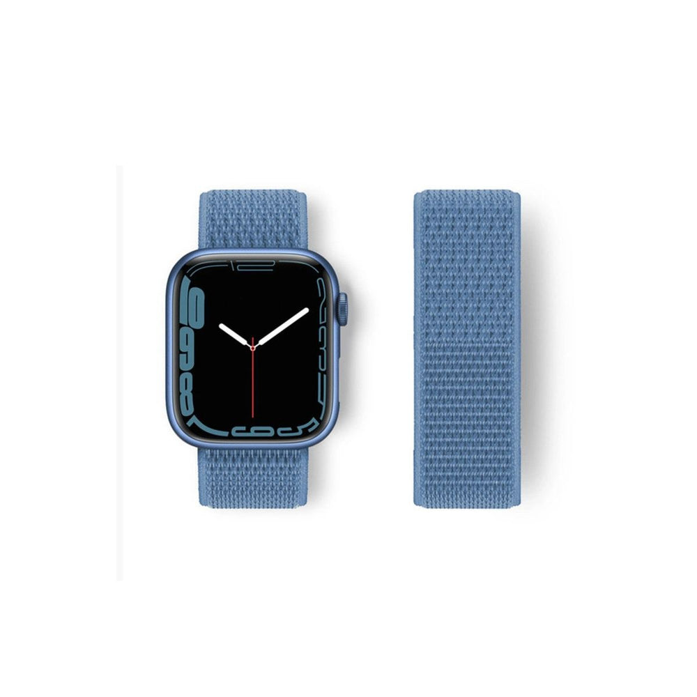 Apple Watch 42mm Hasırlı Cırtcırtlı Kordon - Mavi