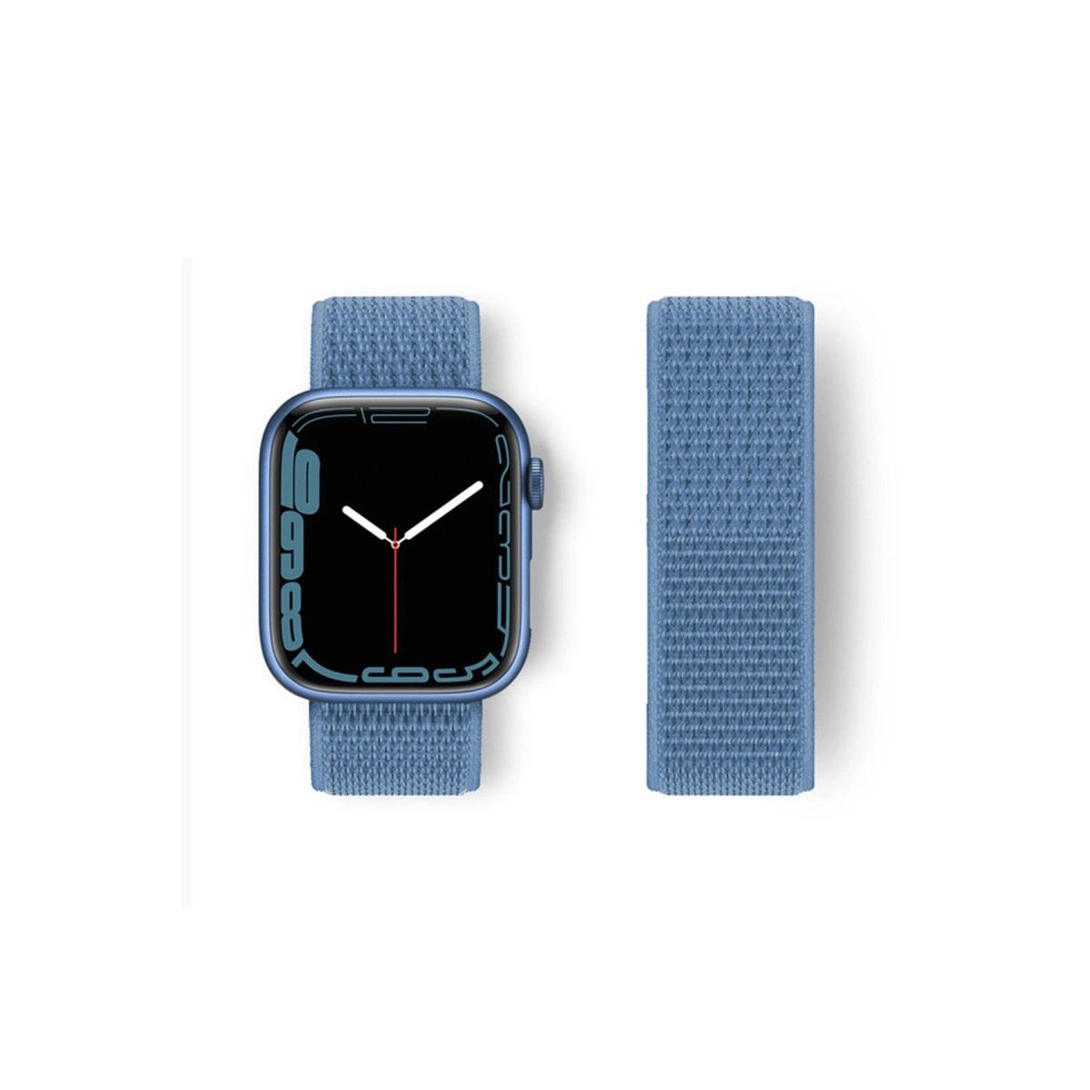 Apple Watch 42mm Hasırlı Cırtcırtlı Kordon - Mavi