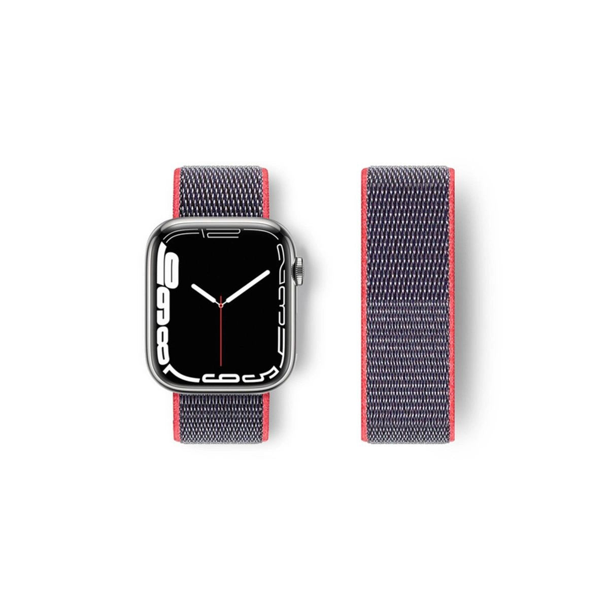 Apple Watch 42mm Hasırlı Cırtcırtlı Kordon - Pembe