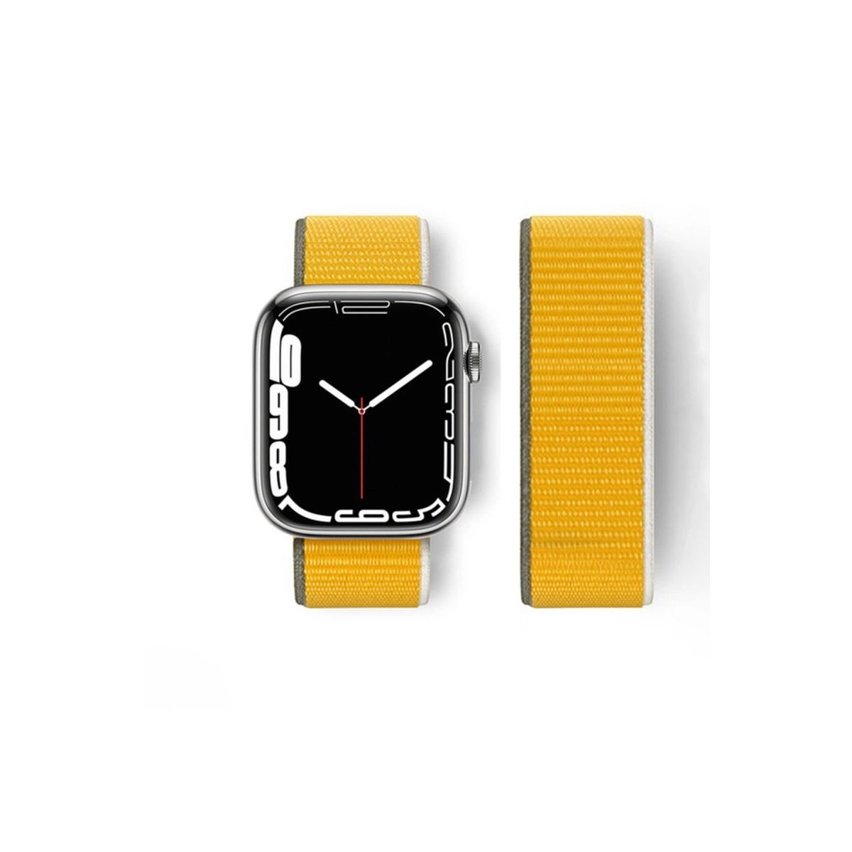 Apple Watch 42mm Hasırlı Cırtcırtlı Kordon - Sarı