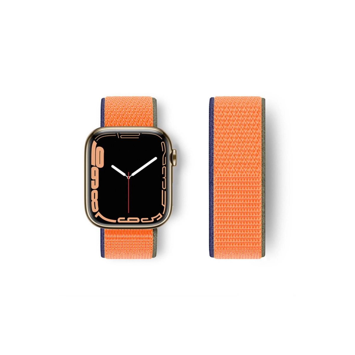 Apple Watch 42mm Hasırlı Cırtcırtlı Kordon - Turuncu