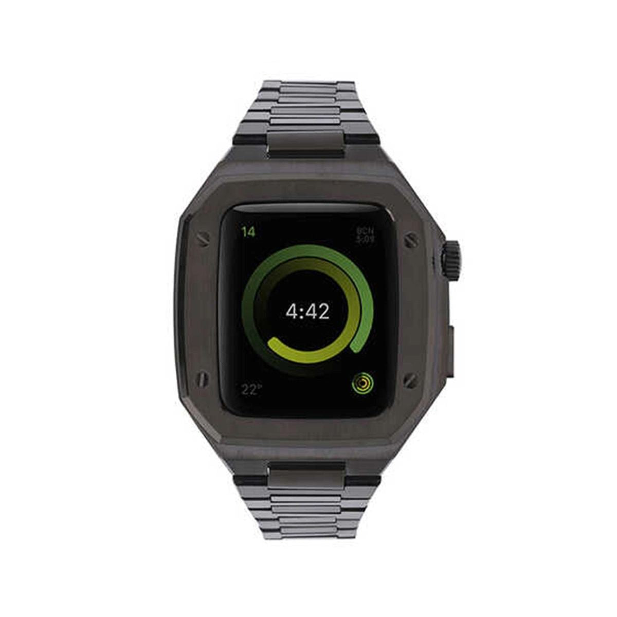 Apple Watch 44mm Metal Petek Kasalı Kordon - Siyah