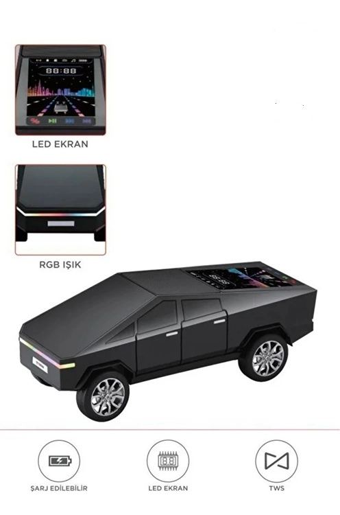 D68 Cyber Model Araba Tasarımlı Bluetooth Hoparlör 15w Güçlü Ses Rgb Led /tws/usb Siyah