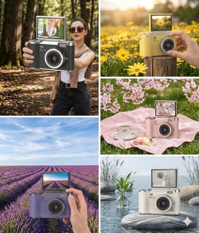4k Dijital Retro Video Kamera 48mp 18x Zoom Flaşlı (32gb) Kart Dijital Vlog Fotoğraf Makinesi Türkçe