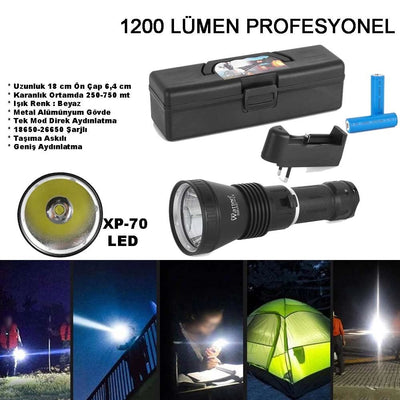 1200 Lümen Profesyonel Şarjlı El Feneri Wt-655