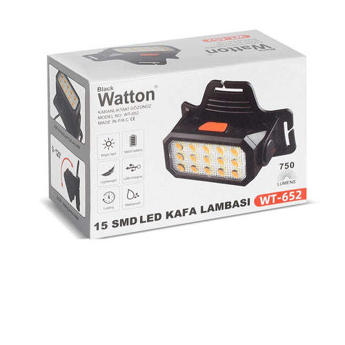 15 Ledli Sarı / Beyaz Şarjlı Kafa Lambası Wt-652