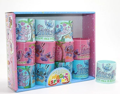Stitch Baskılı Magic Spring Stres Yayı - Standlı Pembe Ve Mavi Renk 12'li Seti Alk3986