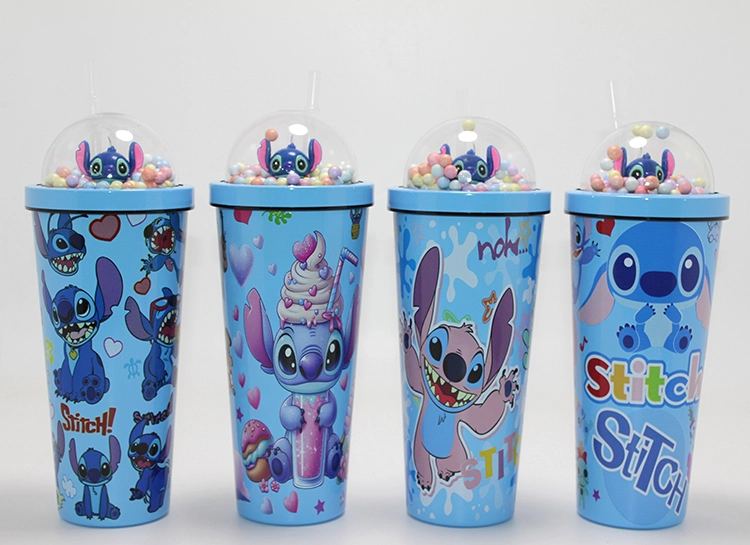 Sevimli Stitch Pipetli Boncuklu Termos & Suluk Alk4708