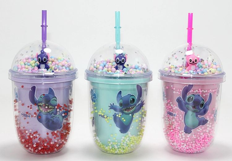 Stitch Figürlü Pipetli Kapaklı Kupa Bardak Alk5110