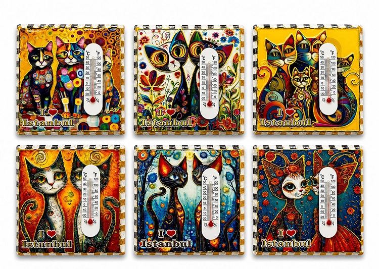 Kedi Tasarımı İstanbul Temalı Buzdolapı Süsü Magnet Alk5406
