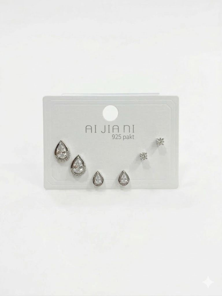 Su Damlası Detaylı Altılı Küpe