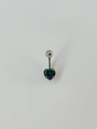 Mistik Topaz Taşlı Kalp Detaylı Göbek Piercing