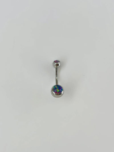 Koyu Hologram Taş Detaylı Göbek Piercing