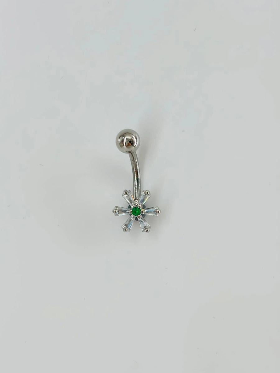 Çiçek Detaylı Göbek Piercing