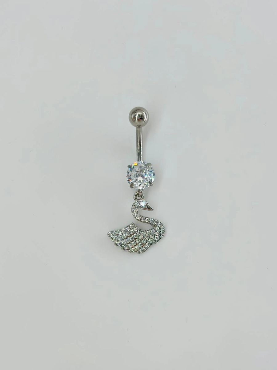 Kuğu Detaylı Göbek Piercing