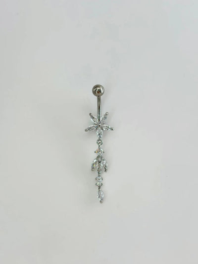 Çiçek Detaylı Sallantılı Göbek Piercing