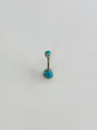 Mavi Opal Taş Detaylı Göbek Piercing