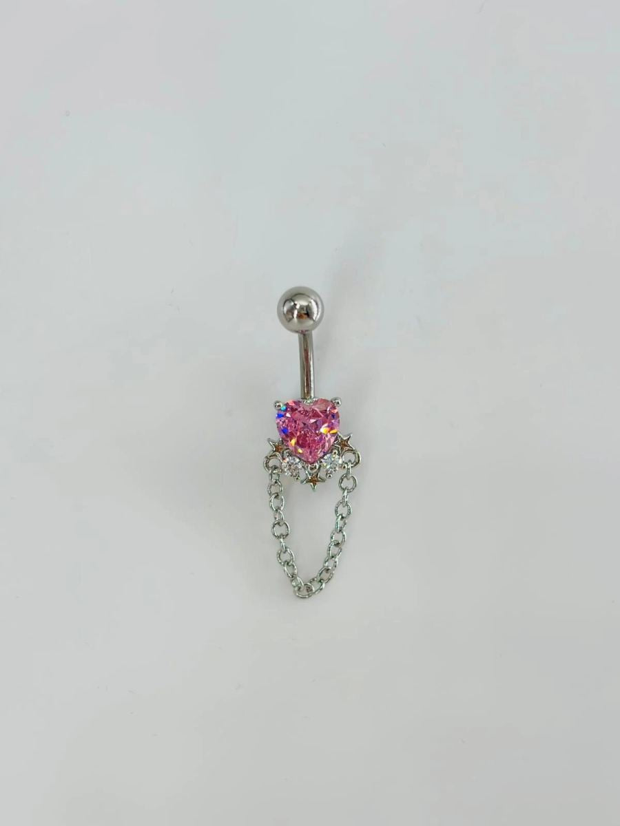 Kalp Detaylı Sallantılı Göbek Piercing