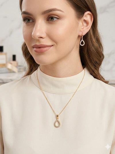 Taşlı Yağmur Damlası Set