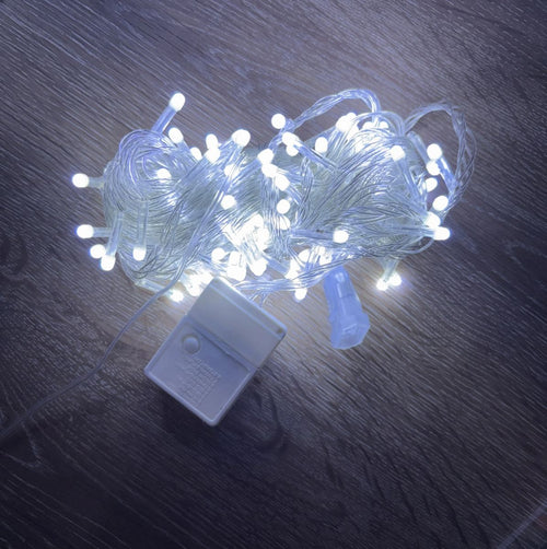 10m 100 Led Damla Uçlu Beyaz Işık Şeffaf Kablo Mz-17-1