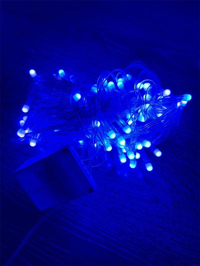 10m 100 Led Damla Uçlu Mavi Işık Şeffaf Kablo Mz-17-6