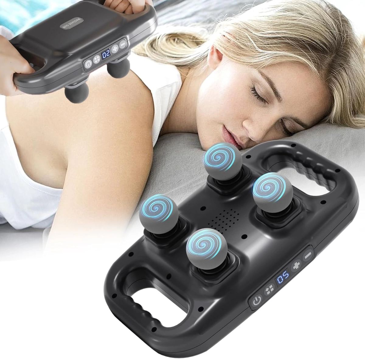 4 Başlıklı Masaj Sı - Ergonomik Derin Doku Sırt Ve Boyun Masaj Aleti Ağrı Ve Sızı Giderici