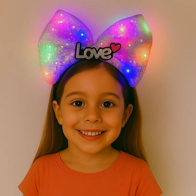 Led Işıklı Love Yazılı Mor Fiyonk Taç – Kız Çocuk Parti Tacı