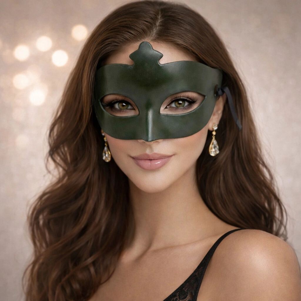 Haki Yeşil Gizemli Masquerade Maskesi