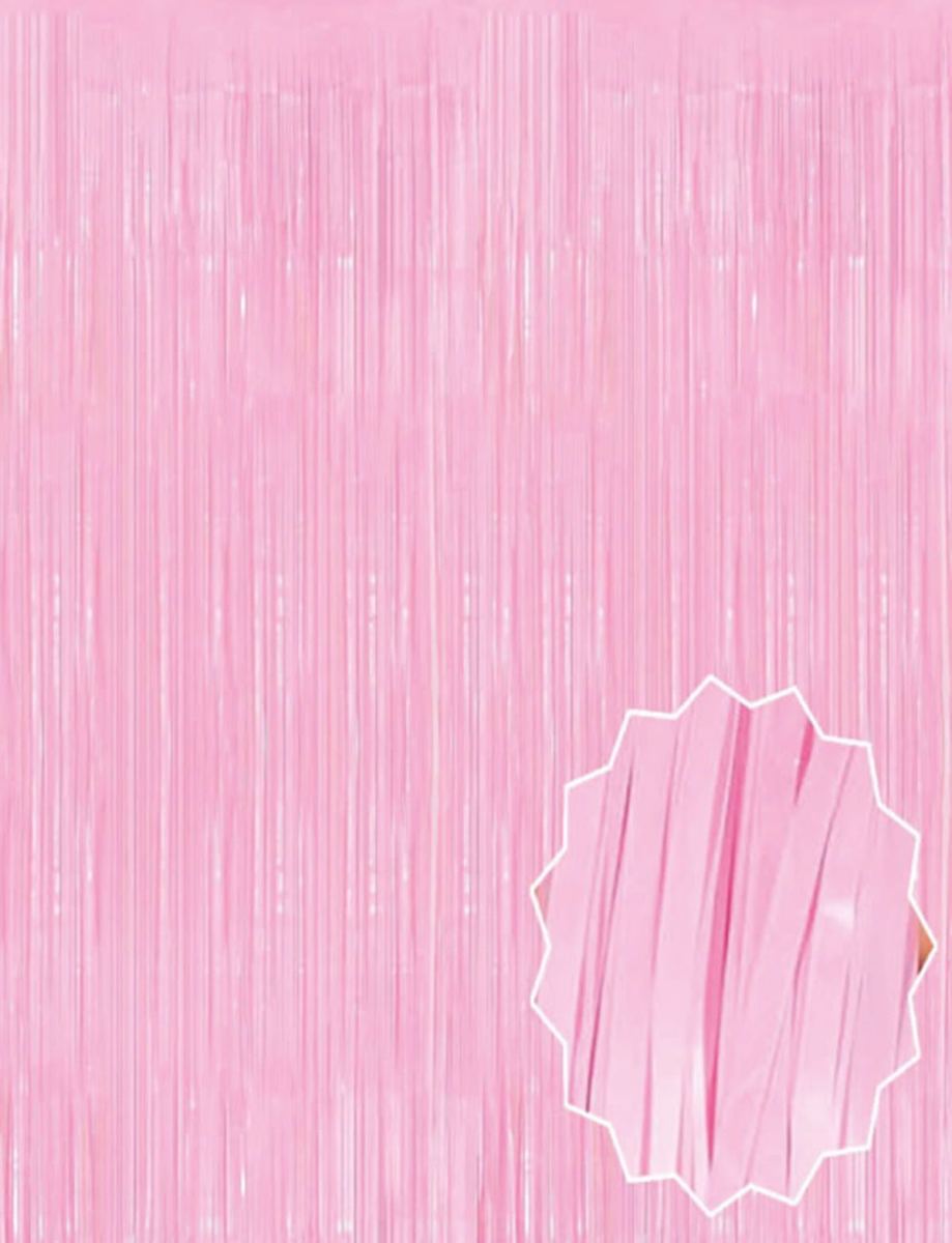 Soft Pembe Püsküllü Kapı Perdesi - Parti, Baby Shower, Cinsiyet Partisi 1x2 M