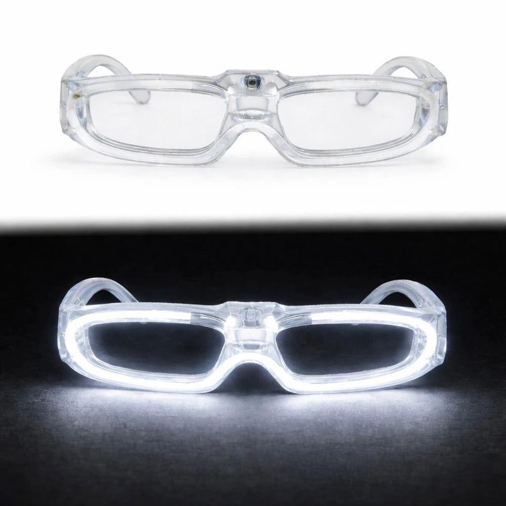 Beyaz Led Işıklı Parti Gözlüğü 3 Modlu – Glow Gece Eğlence Gözlüğü