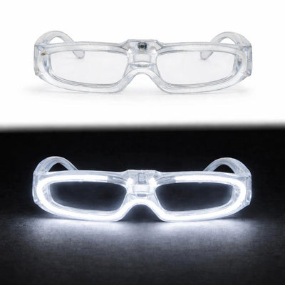 Beyaz Led Işıklı Parti Gözlüğü 3 Modlu – Glow Gece Eğlence Gözlüğü