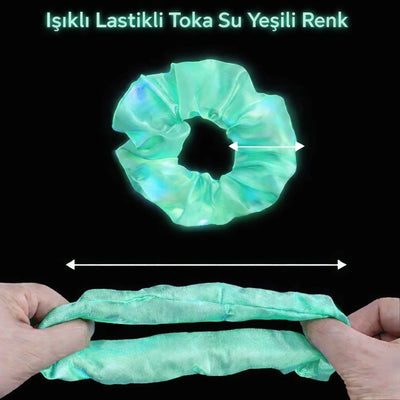 Mint Yeşili Renk Led Işıklı Lastikli Saç Tokası - 3 Modlu Festival Parti Saç Tokası