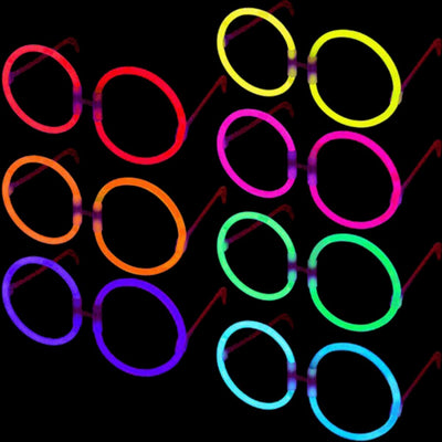 Glow Parti Gözlüğü Glow Partisi Yuvarlak Şekilli Fosforlu Gözlük 6 Adet