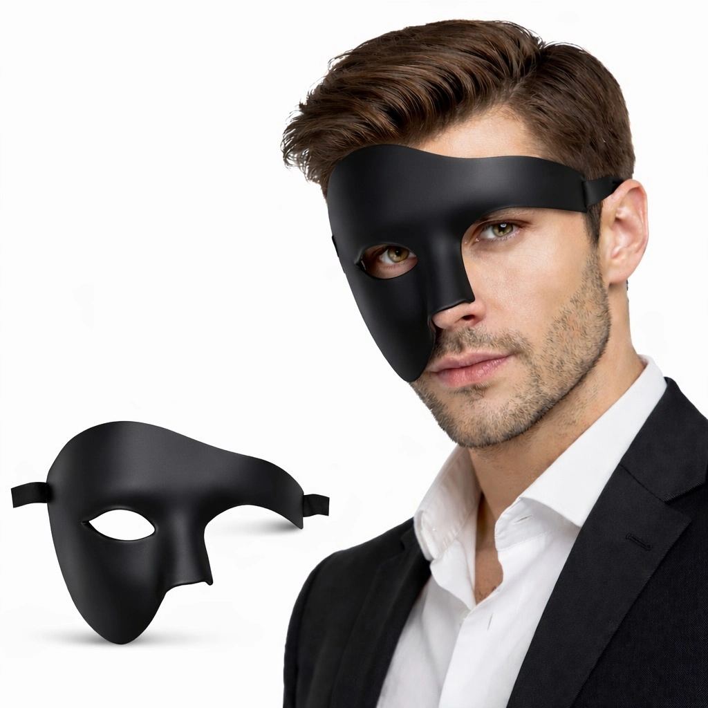 Siyah Yarım Erkek Maske – Phantom Parti Balo Maskesi