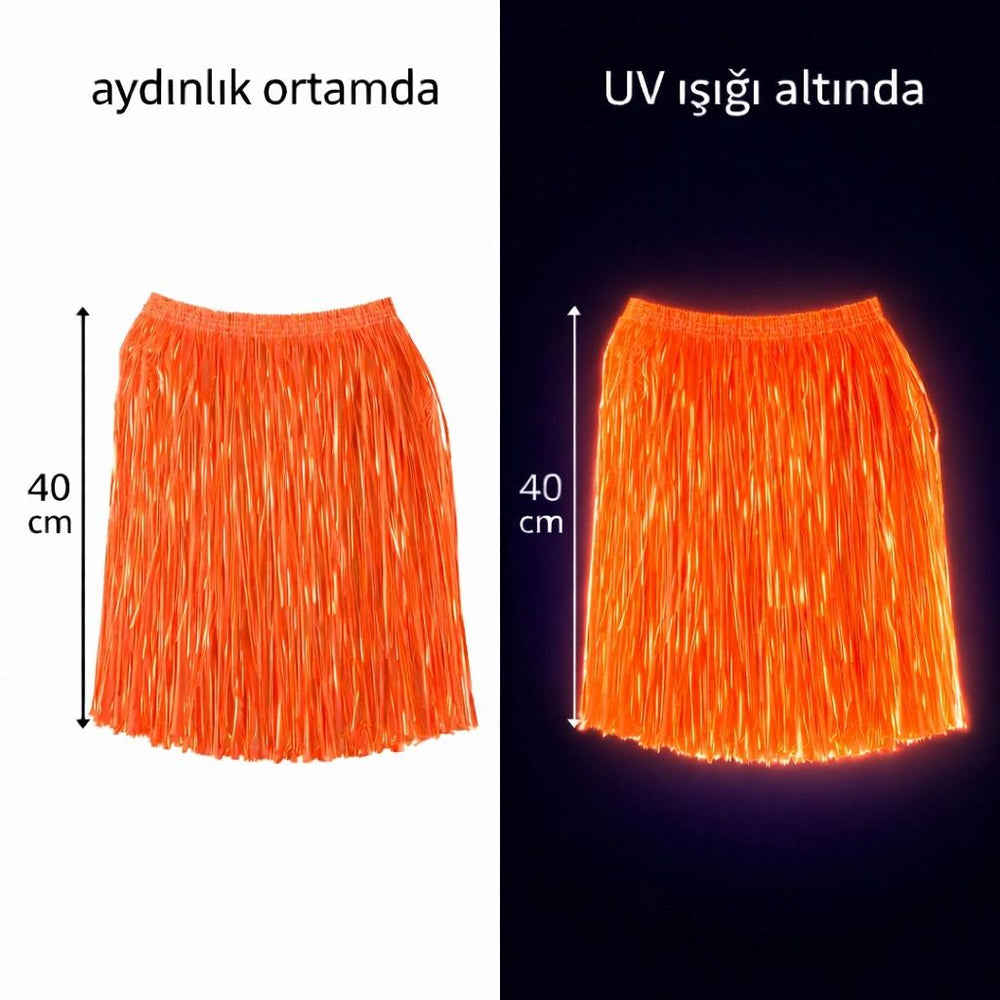 Neon Turuncu Hawaii Parti Eteği 40 Cm