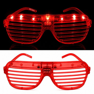 Led Işıklı Panjur Parti Gözlüğü Kırmızı Renk Shutter Gözlük
