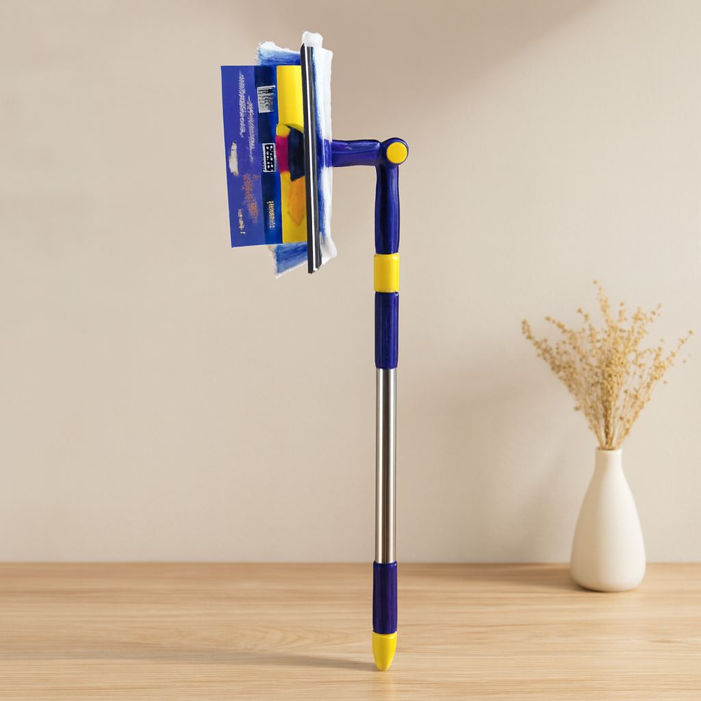 360° Başlıklı Uzayan Saplı 2'li Cam Sil ve Mikrofiber Mop 24.5 cm (85-133 cm)