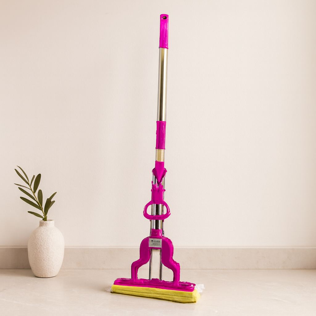 PVA Kelebek Mop Sıkma Kollu Sünger Mop Uzayan Krom Sap