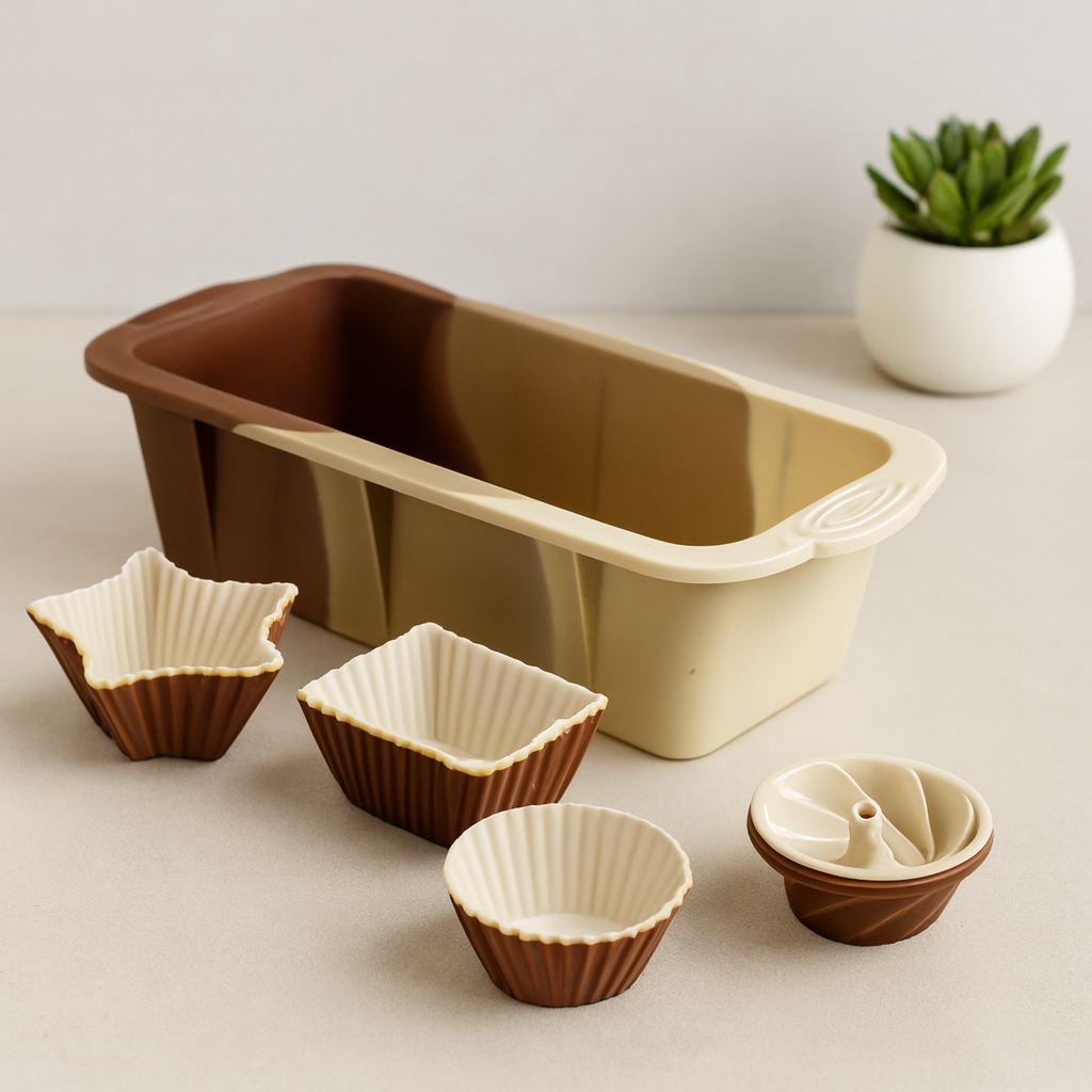 Silikon 13 Parça Muffin ve Baton Kek Kalıp Seti (11.5x25 cm)