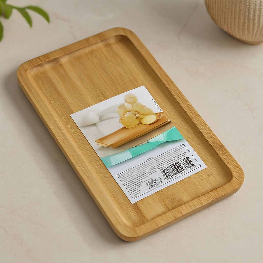 Bambu Ahşap Dikdörtgen Servis Tepsi 25x14x1.4 cm