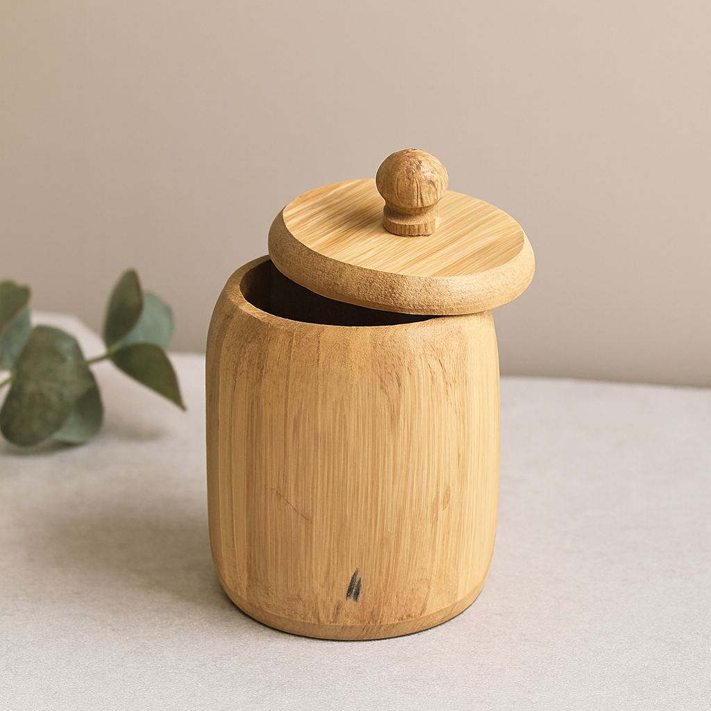 Kapaklı Ahşap Bambu Şekerlik 7.5 x 8.5 cm
