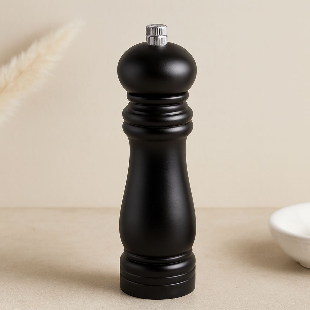 Küçük Siyah Ahşap Tuz ve Baharat Öğütücü (Çap 4.5 cm, 15.5 cm)
