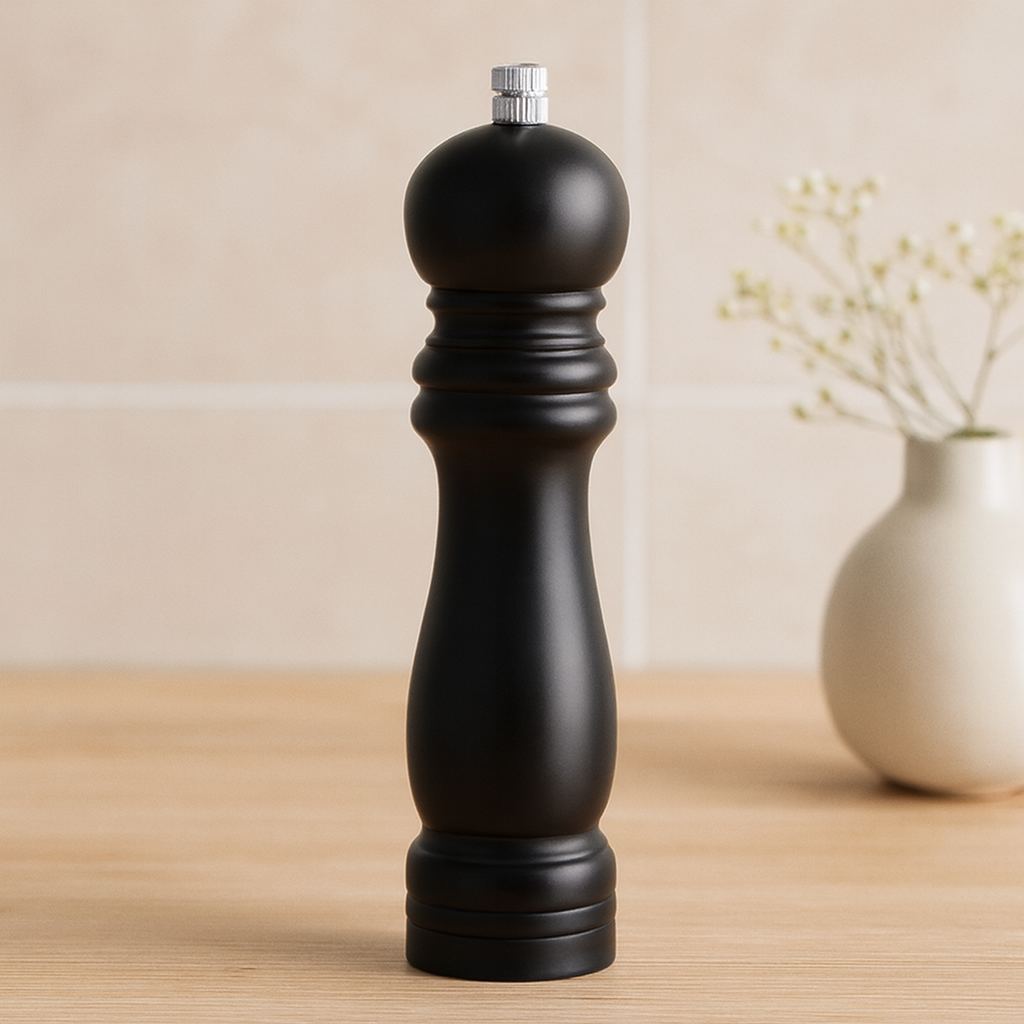 Siyah Ahşap Tuz ve Baharat Öğütücü - Büyük (Ø4.5 cm x 19.5 cm)