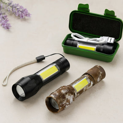 USB Şarjlı LED Polis El Feneri 2in1 (3W+1W)