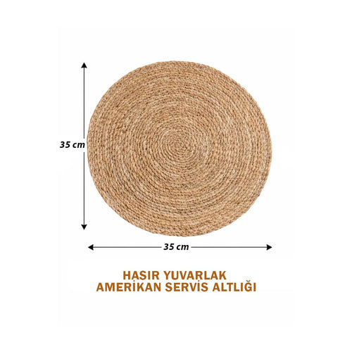 35 cm Hasır Yuvarlak Amerikan Servis Altlığı (Supla)