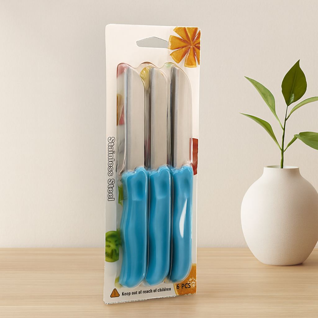 Meyve Bıçağı 6'lı Set - Renkli Plastik Saplı