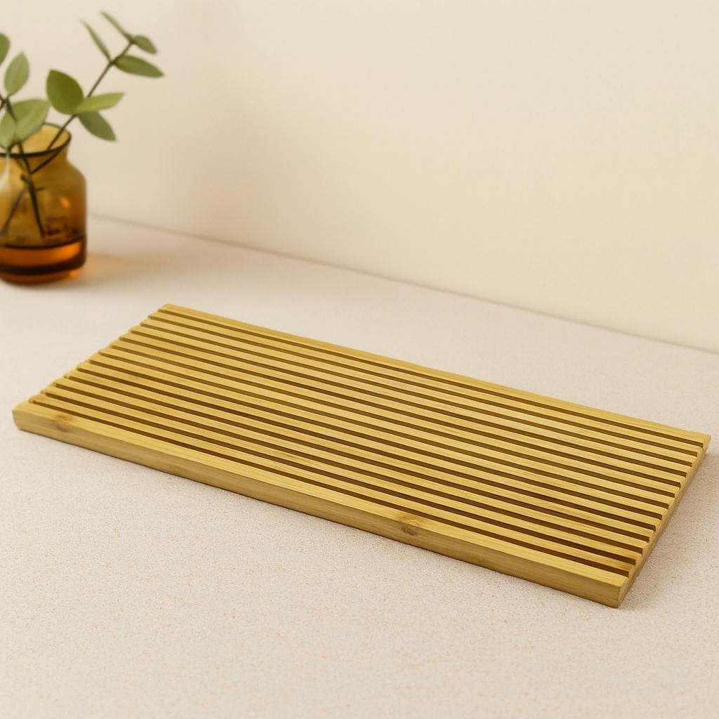 Çift Taraflı Ahşap Bambu Sunum Tepsisi 17x39 cm