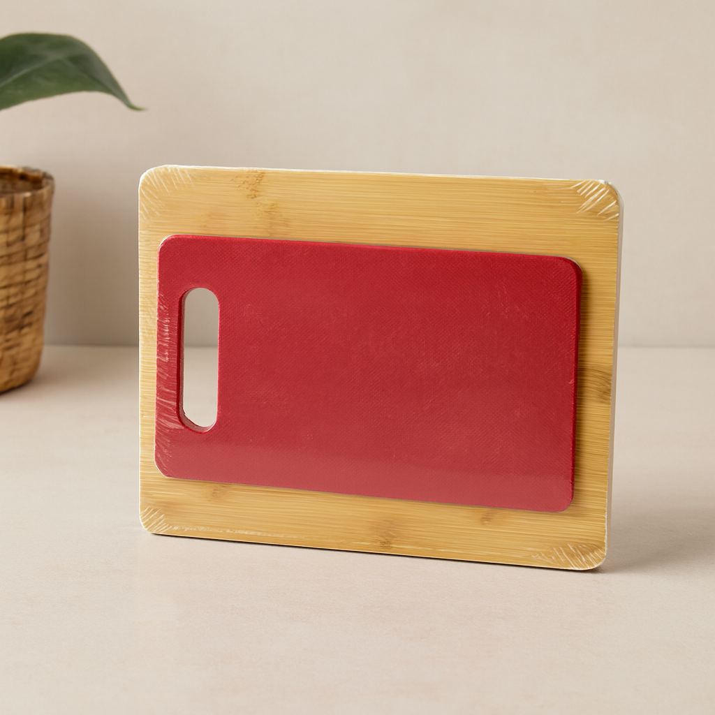 Bambu ve Plastik Kesme Tahtası 2'li Set (22x28 & 15x25 cm)