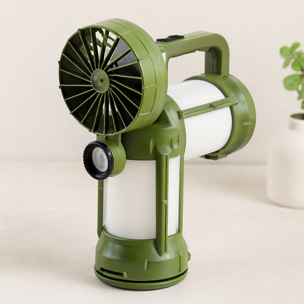 3-in-1 Solar USB Kamp Vantilatör ve Çift Fener